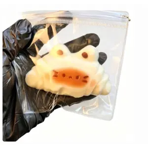 Kawaii Cartoon Crocodile Croissant Squishy Toy, Glossy Soft TPR Simulation Bread Squeeze Fidget Toy, Portable Desktop Stress Relief Toy for Indoor Leisure & Daily Home Relax for Kids Adults