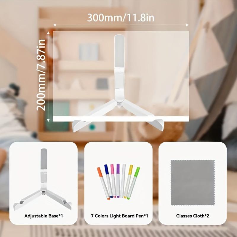 Decompress USB-Powered LED-Lit Magic Drawing Board with 7-Color Marker Pens, Erasable/Full-Wipe Whiteboard & Multi-Size Acrylic Board - Portable Interactive Smart Board Compatible for Classroom, Office, Use (USB-Powered, No Projector)