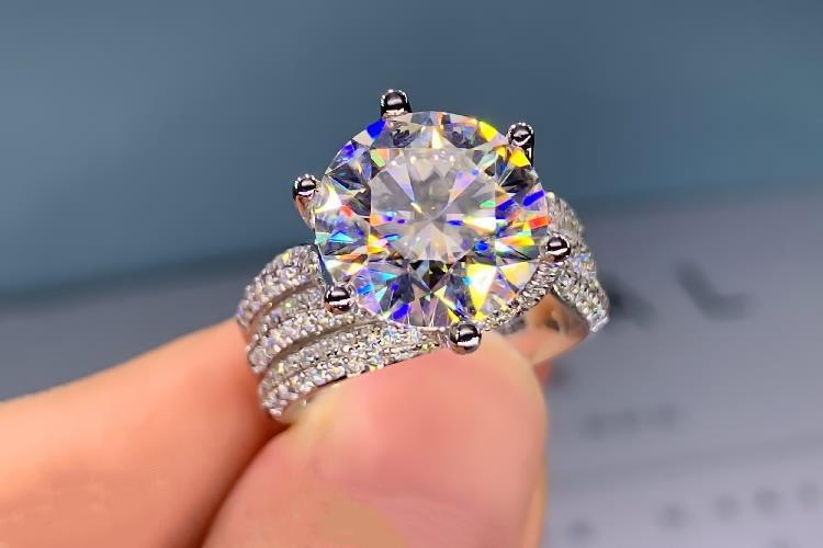 5ct Luxury Moissanite Diamond Ring - 925 Silver plated with 18K gold   Full Diamond Popular Women's engagement wedding Ring ,D-VVS1, GRA, J088