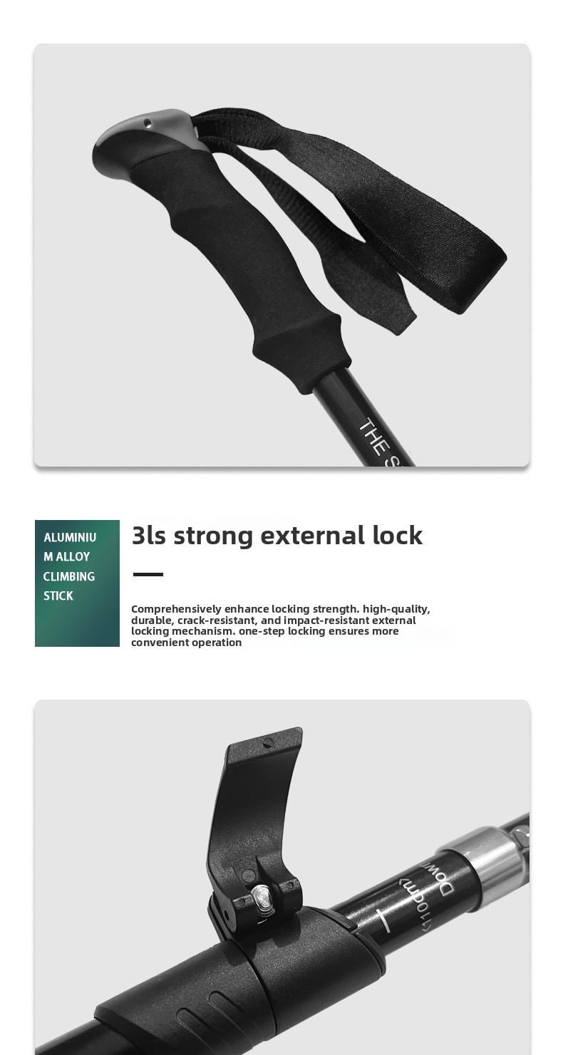 Five-section folding trekking pole, camping hiking pole, ultra-light aluminum alloy portable non-slip climbing cane