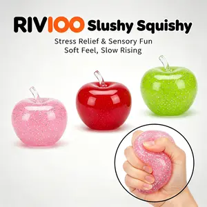 RIVIOO Glitter Apple Slushy Squishy Toy Stress Relief Squeeze Toy Indoor Leisure Sensory Fidget Toy