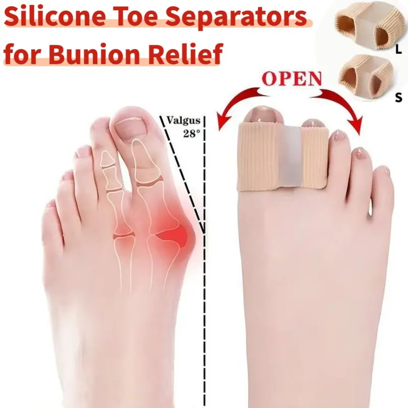 2pcs Silicone Toe Separators for Gentle Bunion Relief, Relieves Pressure, All-Day Comfort for Walking Running Hiking, Bunion Corrector, Foot Protection