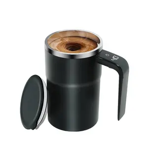 Automatic Stirring Coffee Cup with Lid, Temperature Sensor Display, USB Charging, Suitable for Coffee Tea Hot Chocolate, Travel Mug