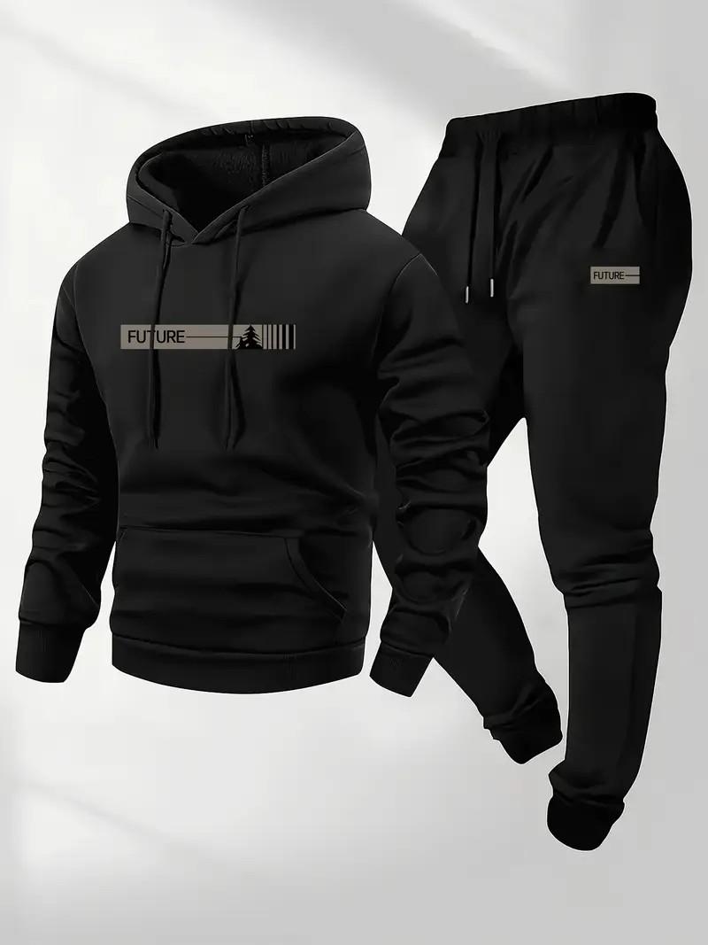 Men's two-piece set, casual round neck long sleeved hooded sweatshirt and sports pants set, suitable for winter and autumn, sports clothing set, sweater hooded sweatshirt, sweatshirt, sports pants, hooded sweatshirt, jogging pants, sweatshirt, pants, hood