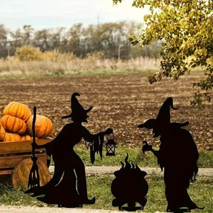 3-Piece Witch Outdoor Decoration Set, Perfect for Halloween Garden Decor, Mystical Female Wizard Theme, Ideal for Festive Outdoors