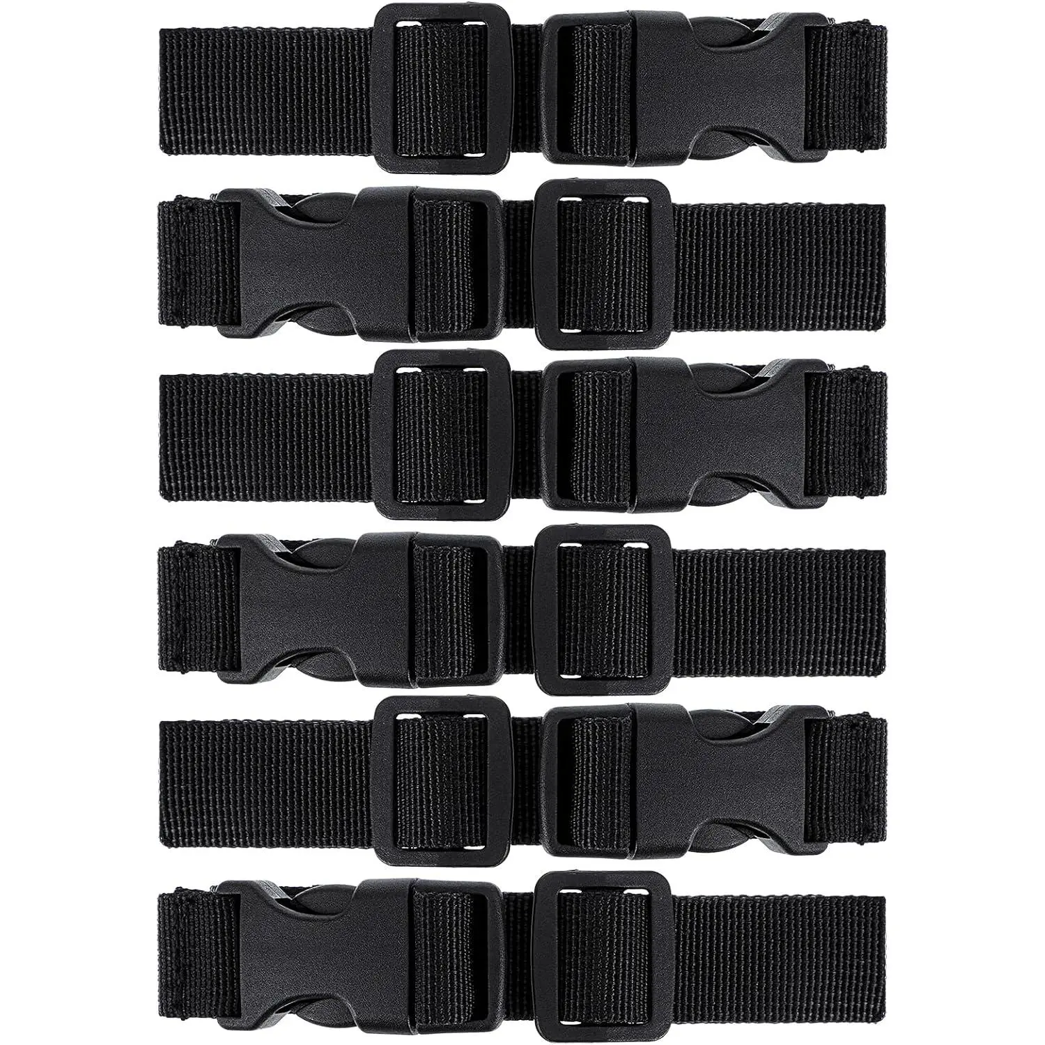 6 count Utility Straps with Quick Release Buckle Adjustable Black Nylon Straps 42-Inch Nylon Backpack Accessory Sleeping Bag StrapTie Down Strap for Backpacking Outdoor Activities Hiking Travel
