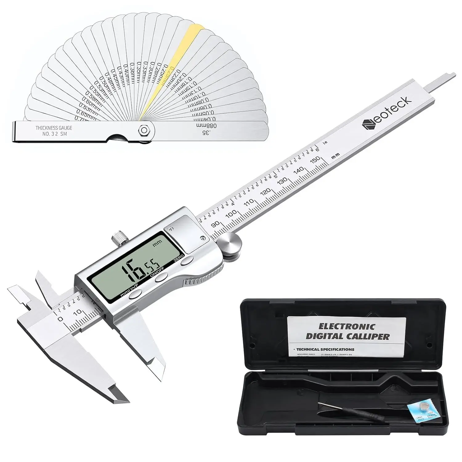 6 inch Stainless Steel Digital Caliper and Feeler Gauge Set