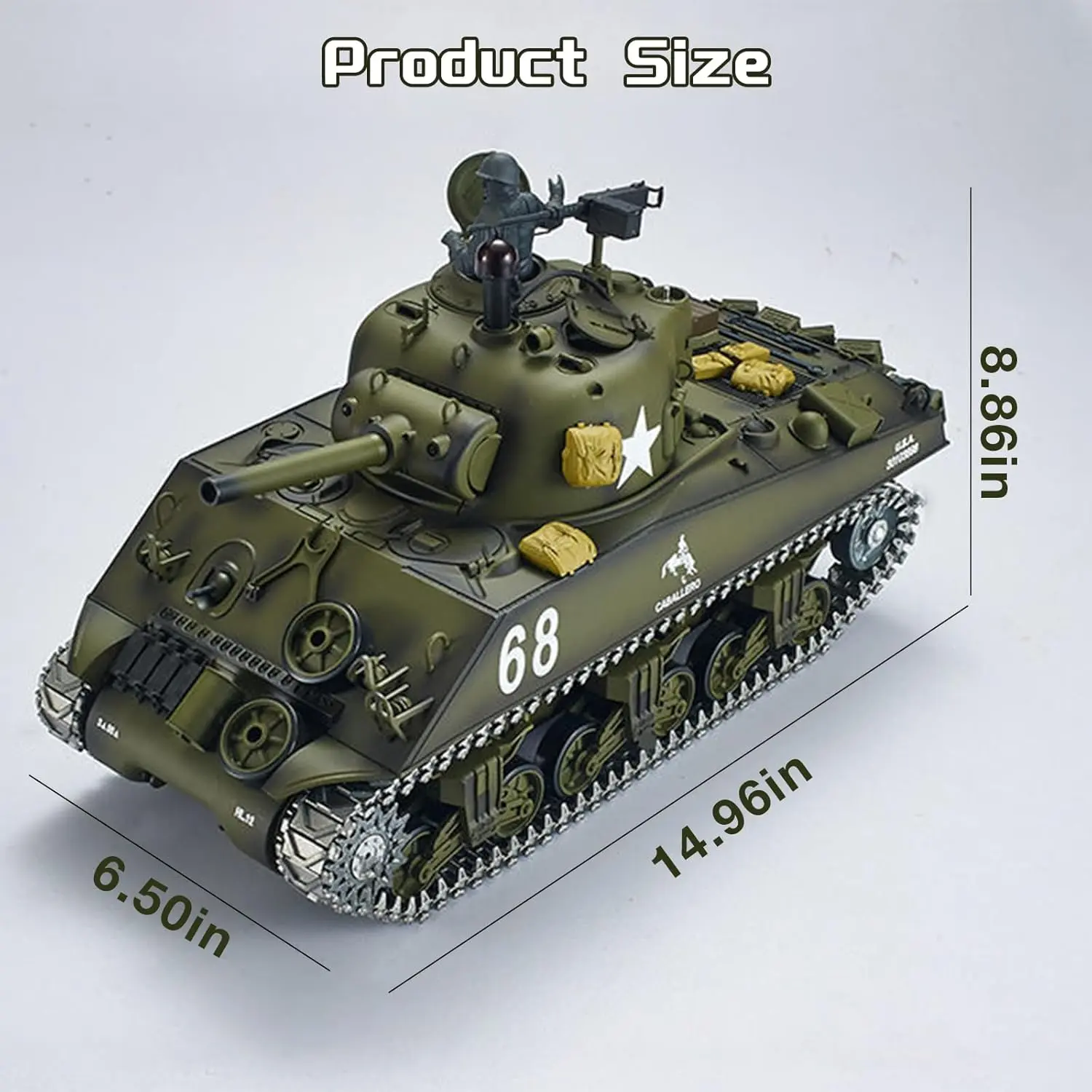 Henglong 1:16 RC M4A3 Sherman Tank, 2.4GHz Remote Control Metal Body Vehicle, Professional RTR Setup for Adult Hobby Collectors