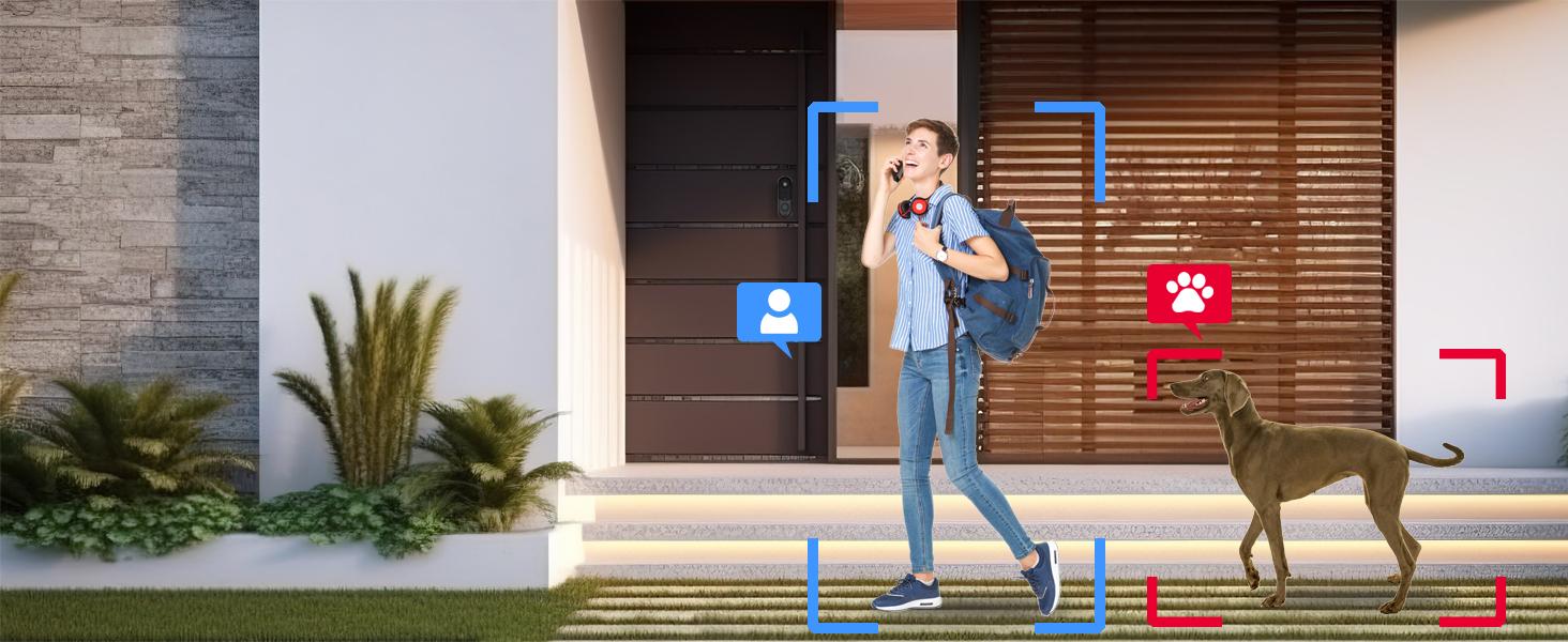 Video Doorbell Camera, HD WiFi Wireless Battery Power Operated Motion Detector Audio&Speaker Night Vision,IP65 Outdoor Waterproof with Doorbell Chime for iOS&Android