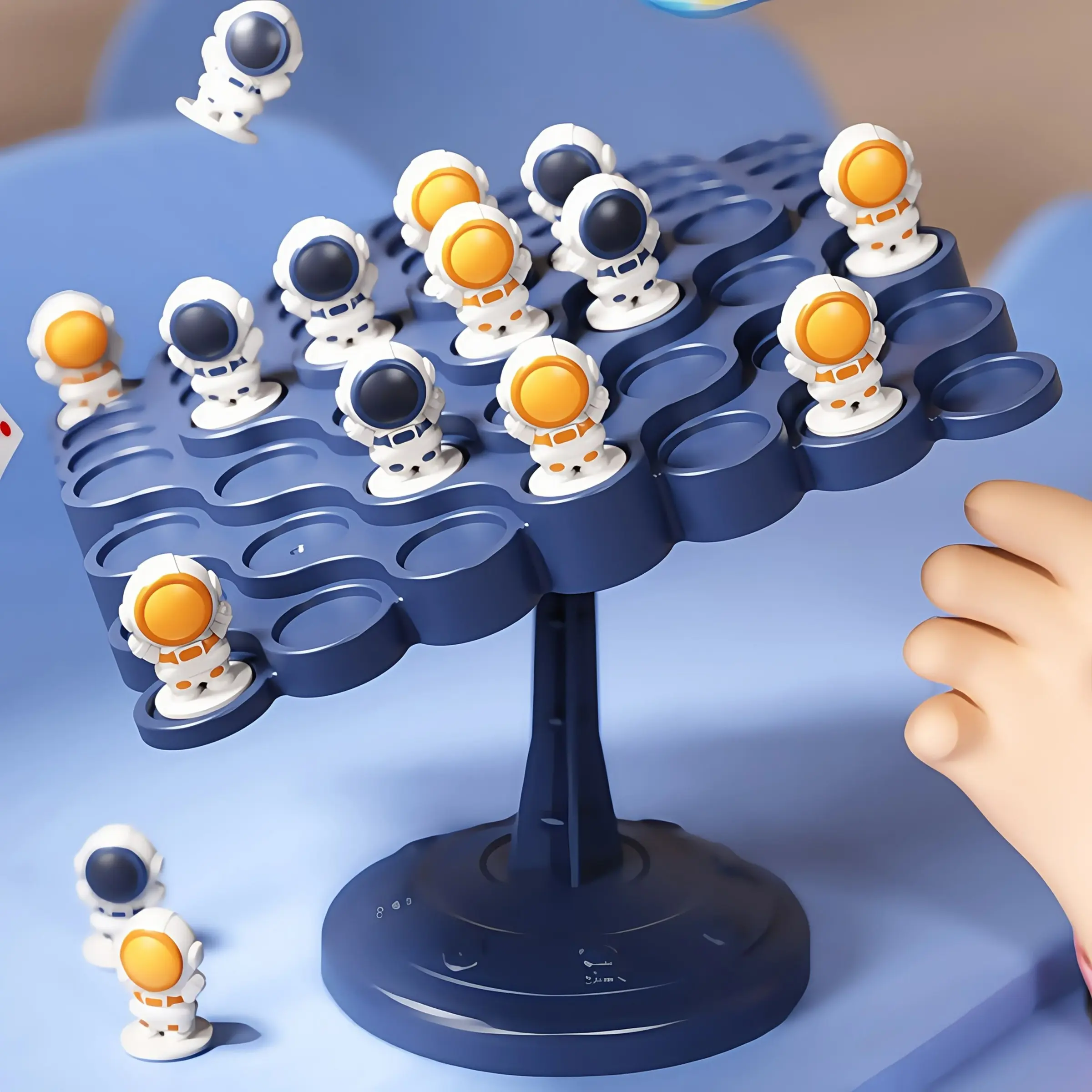 Astronaut-Themed Balance Tree Tower Game - Coordination & Balance Training Toy for & s, Color-Challenging Tower Building with Durable Plastic, Space Shuttle Launching (Blue/White/Yellow) - Family Party Board Game for Parties