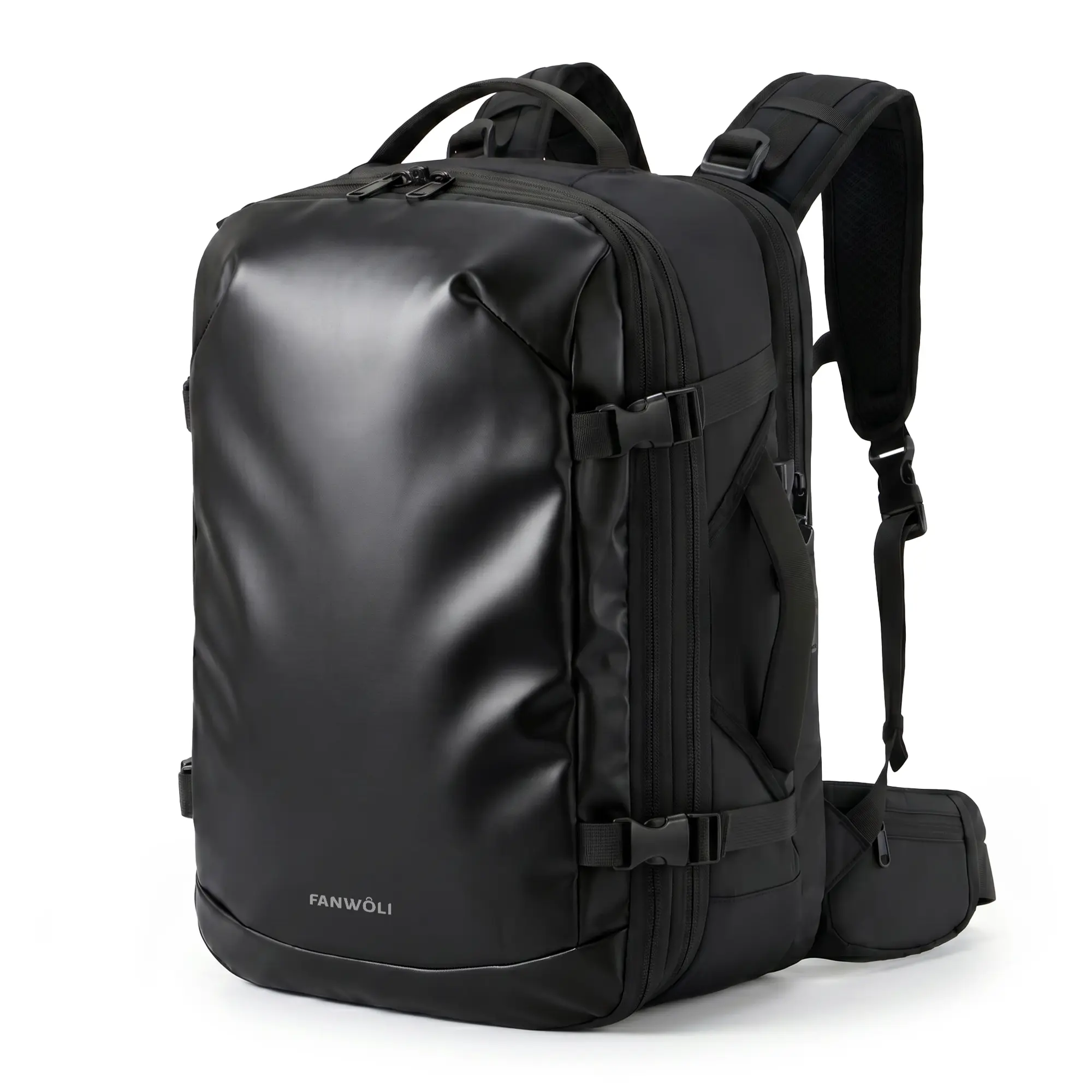 Fanwoli Vacuum Seal Backpack Travel with Built-in Pump, 17 Inch Laptop Backpack, Expandable Vacuum Compression Backpack, TSA Friendly Carry-on Bag with Shoe Compartment
