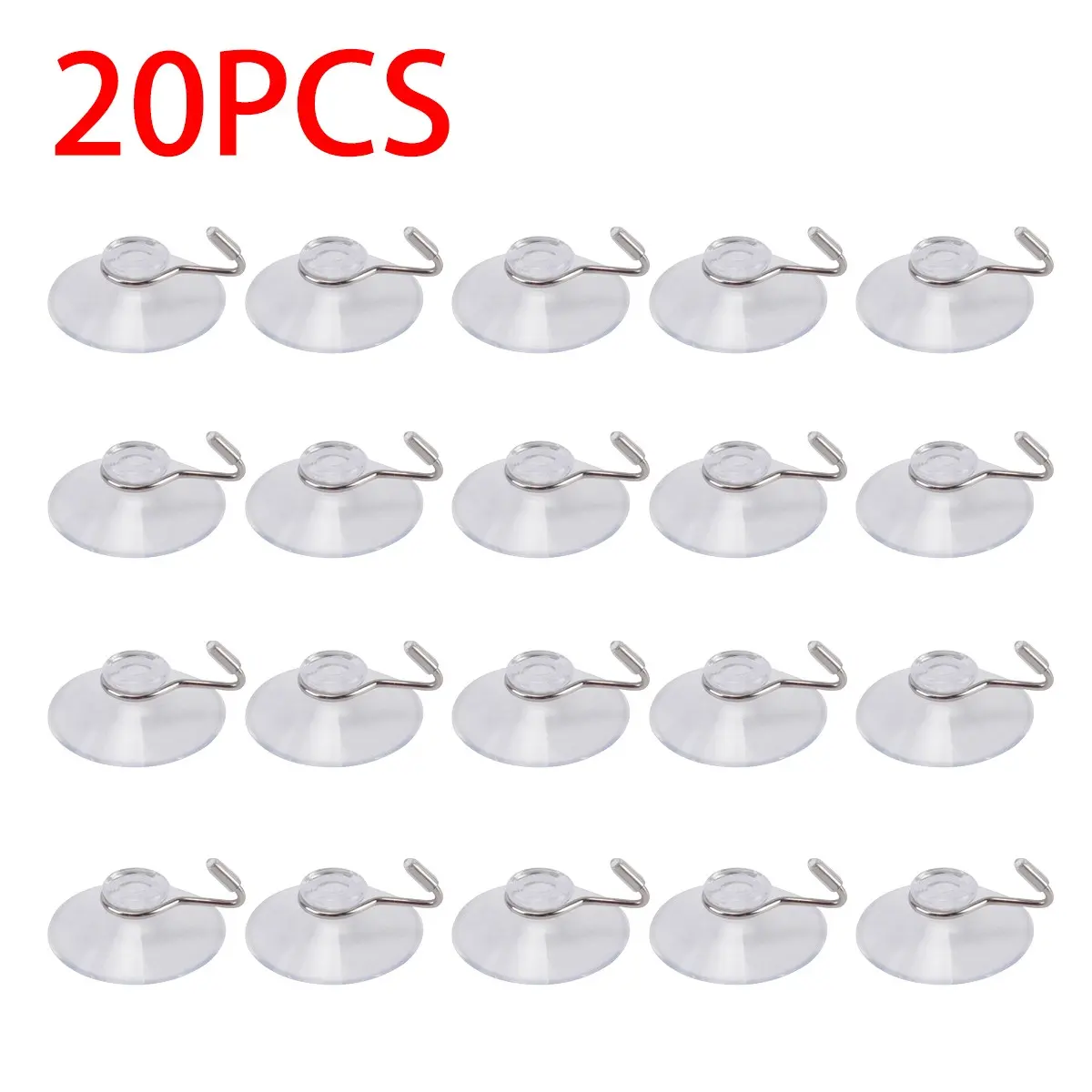 Suction Cup Hooks Pack of 20, Ideal for Glass Windows and Walls, Perfect for Kitchens and Bathrooms, Durable Utility Hooks