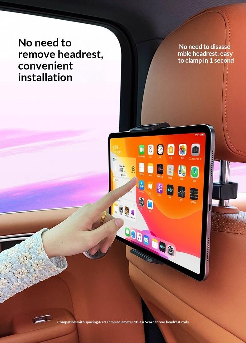 Car tablet bracket, rear seat back ipad support frame, rear seat headrest retractable, rotatable and fixed mobile phone bracket