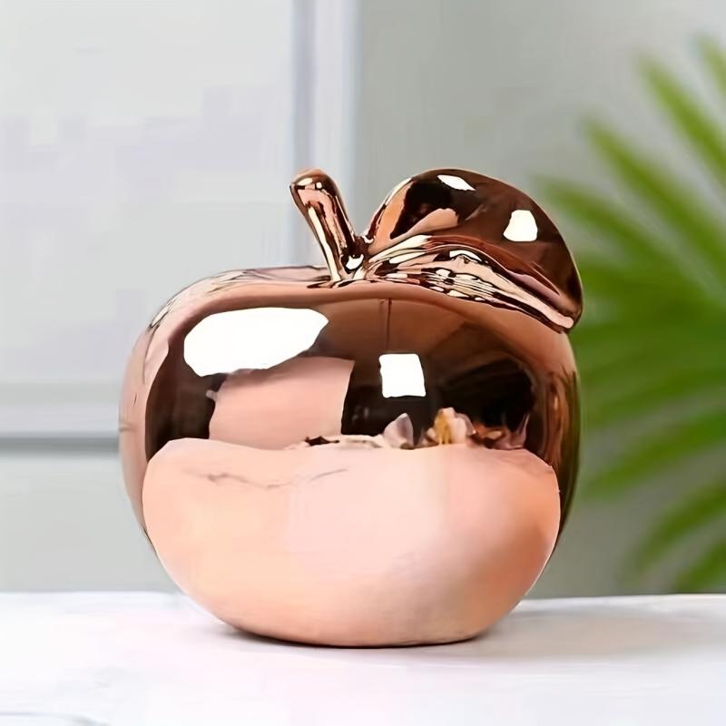 Modern Nordic light luxury gold and silver electroplated ceramic apple fruit ornament for home, model homes, hotels, clubs, Valentine's Day, Mother's Day gift