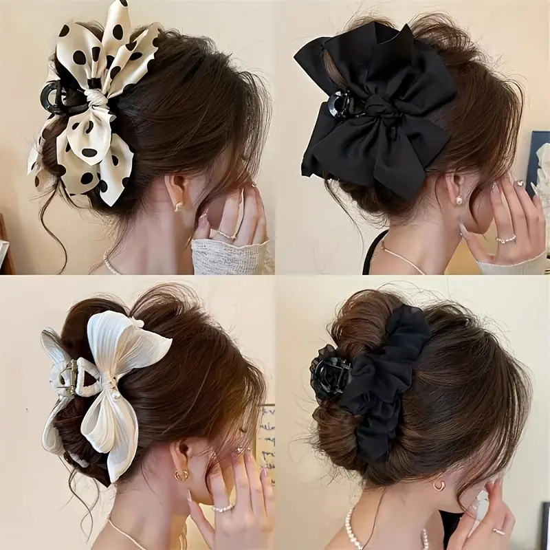 [4pcs Large Hair Clips] 4pcs Claw Clip Back of Head Large Shark Clip Hair Clip High Temperament Hair Additions