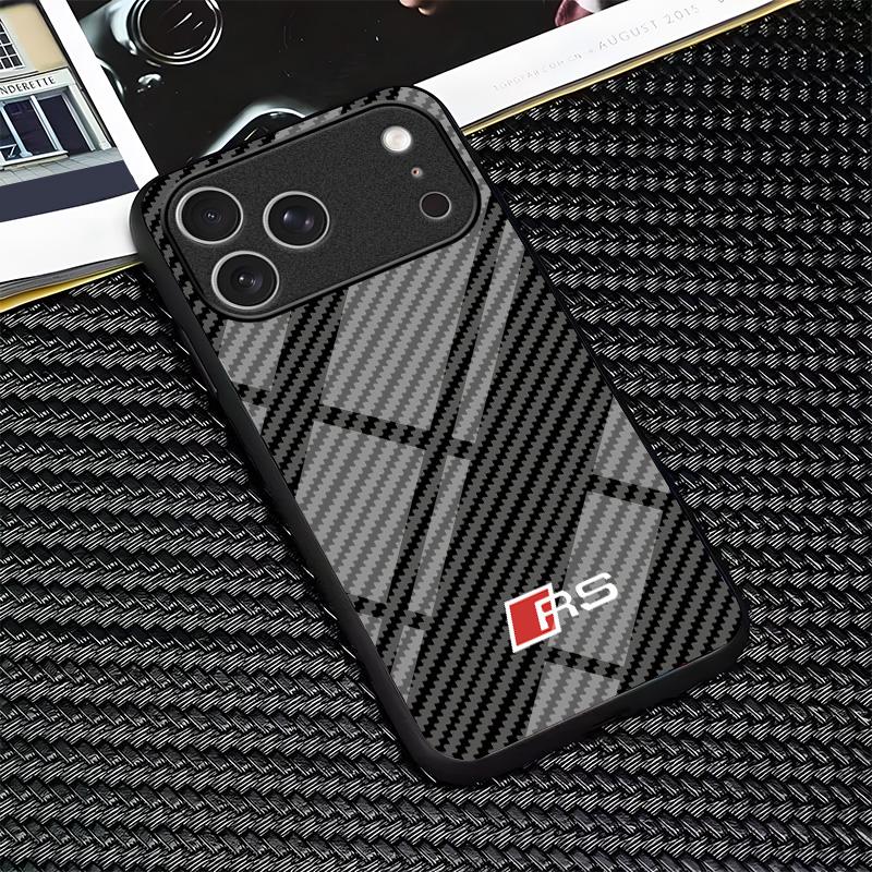 for iPhone 17/16/15/14/13/12/11 air/pro/promax/plus Carbon fiber texture mirror mobile phone case glass case 995