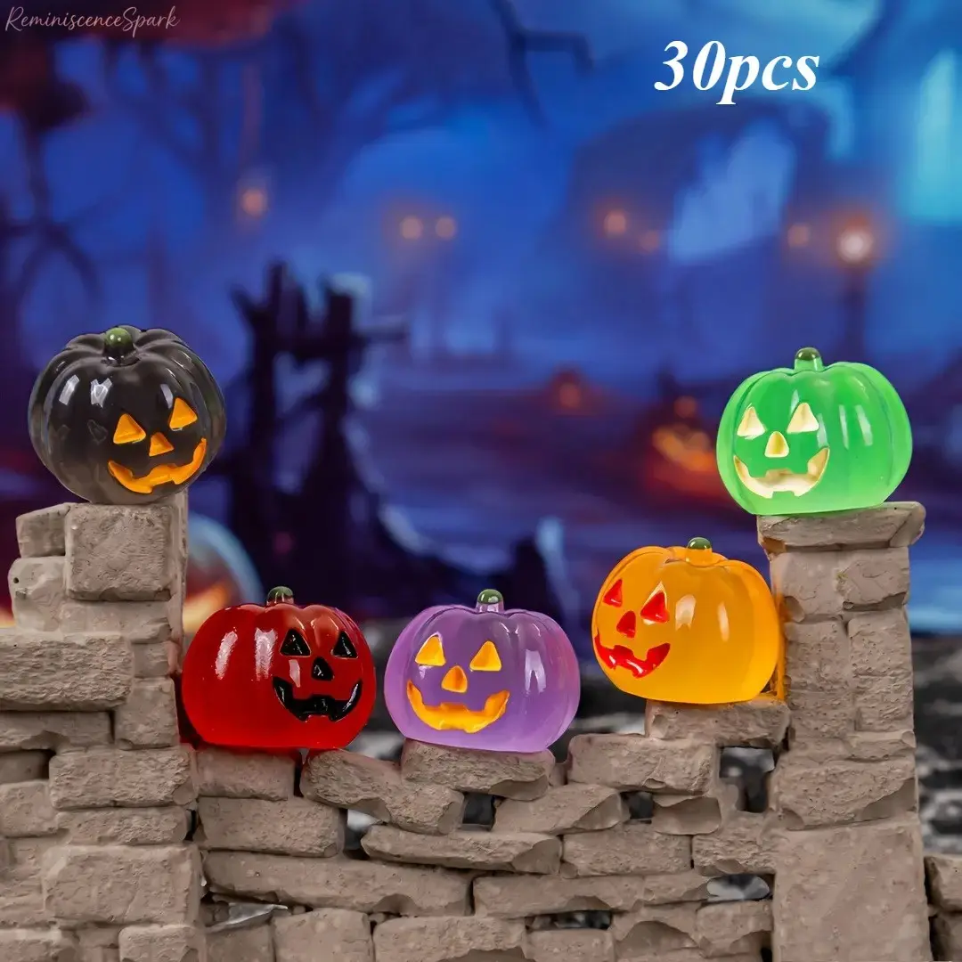30-Pack Luminous Pumpkin Lantern Set, Pre-Carved Face Decorative Lanterns, Versatile Ornaments for Indoor Home Parties, DIY Handicrafts, Dining Table Centerpieces and Candy Bowl Styling