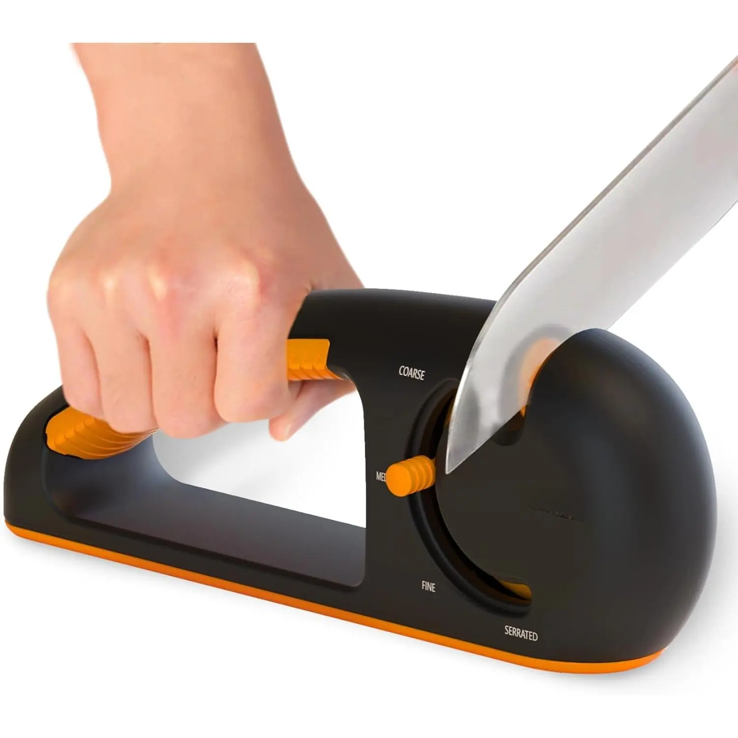 4-Stage Knives Sharpener with Ergonomic Non-Slip Grip - Repairs and Polishes Blades, Suitable for Serrated Knives