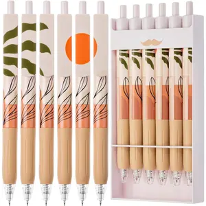 - Retractable Gel s with Matching Box, 6 Pack, Black Ink, Boho Theme, Fine Point 0.5 mm,  Dry, Smooth Writing, Gel Ink s for Drawing, Writing Planner and School Supplies