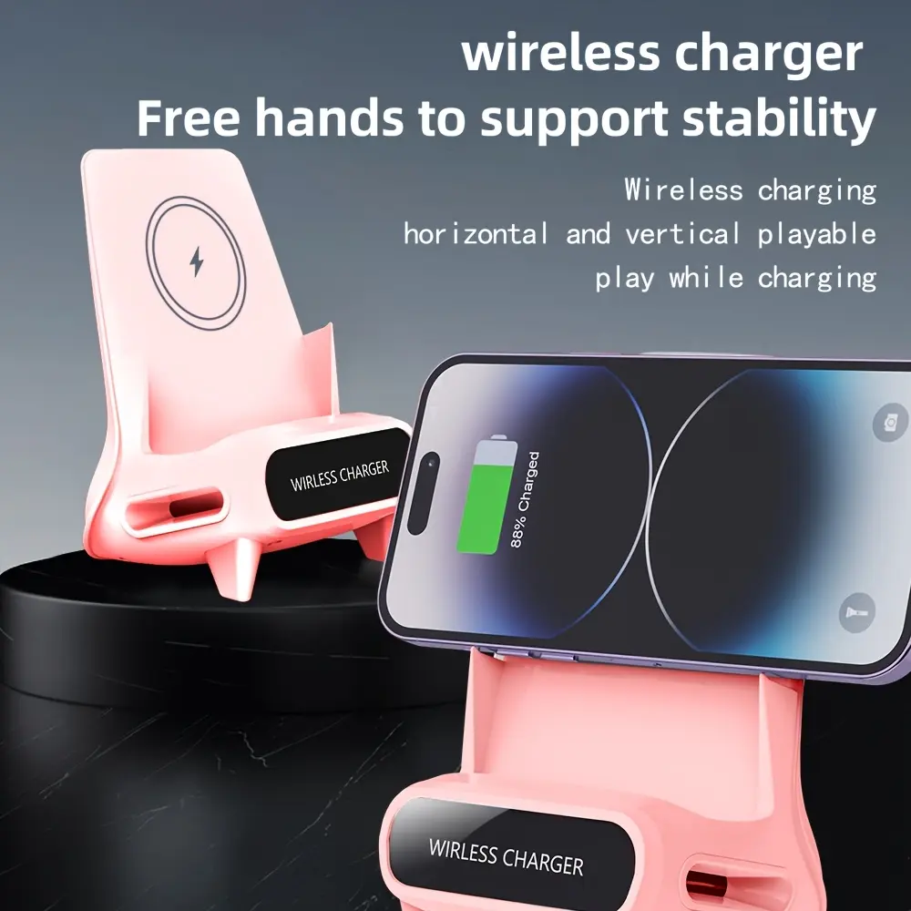 15W Vertical Wireless Charging Stand, a Universal Phone Charger Stand Designed with Anti-Shake Triangle Stability, Made from ABS Material, Compatible with for iphone Models 16, 15, 14, 13, 12 Pro Max, 11 XR XS, And for samsung