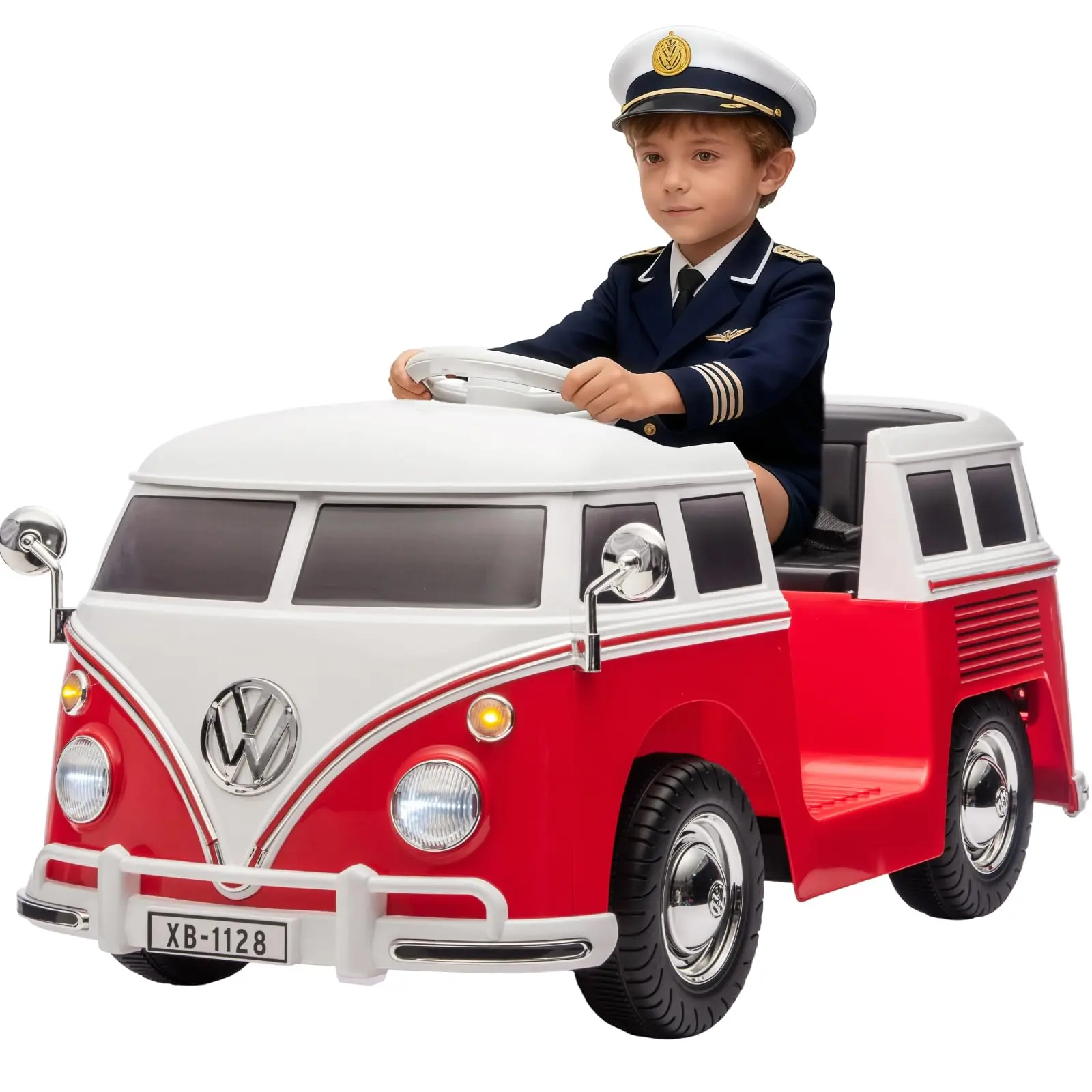 Licensed Volkswagen Electric Ride On Bus for Kids – 6V Battery Powered Toy Car – LED Lights, Horn, Music, Safe Motorized Vehicle – Ideal Gift for Boys & Girls