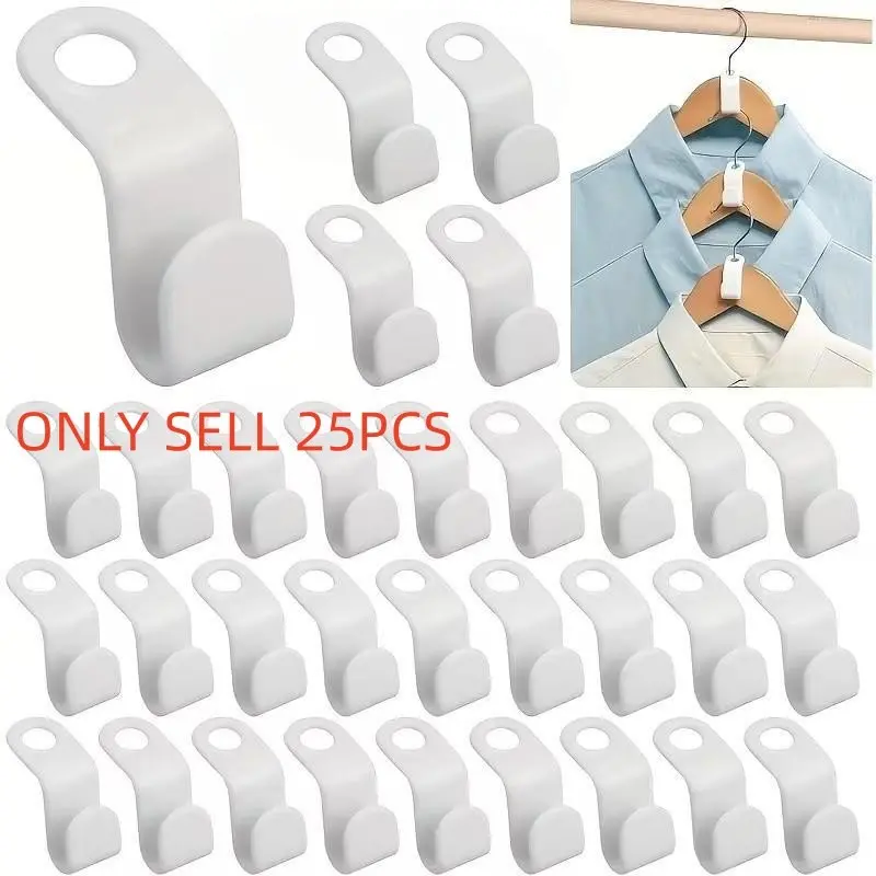 25-Piece Gravity Closet Organizer System, Dual-Use Wall-Mounted Rack, Heavy-Duty Plastic Hooks, Space-Saving Clothing Storage Set
