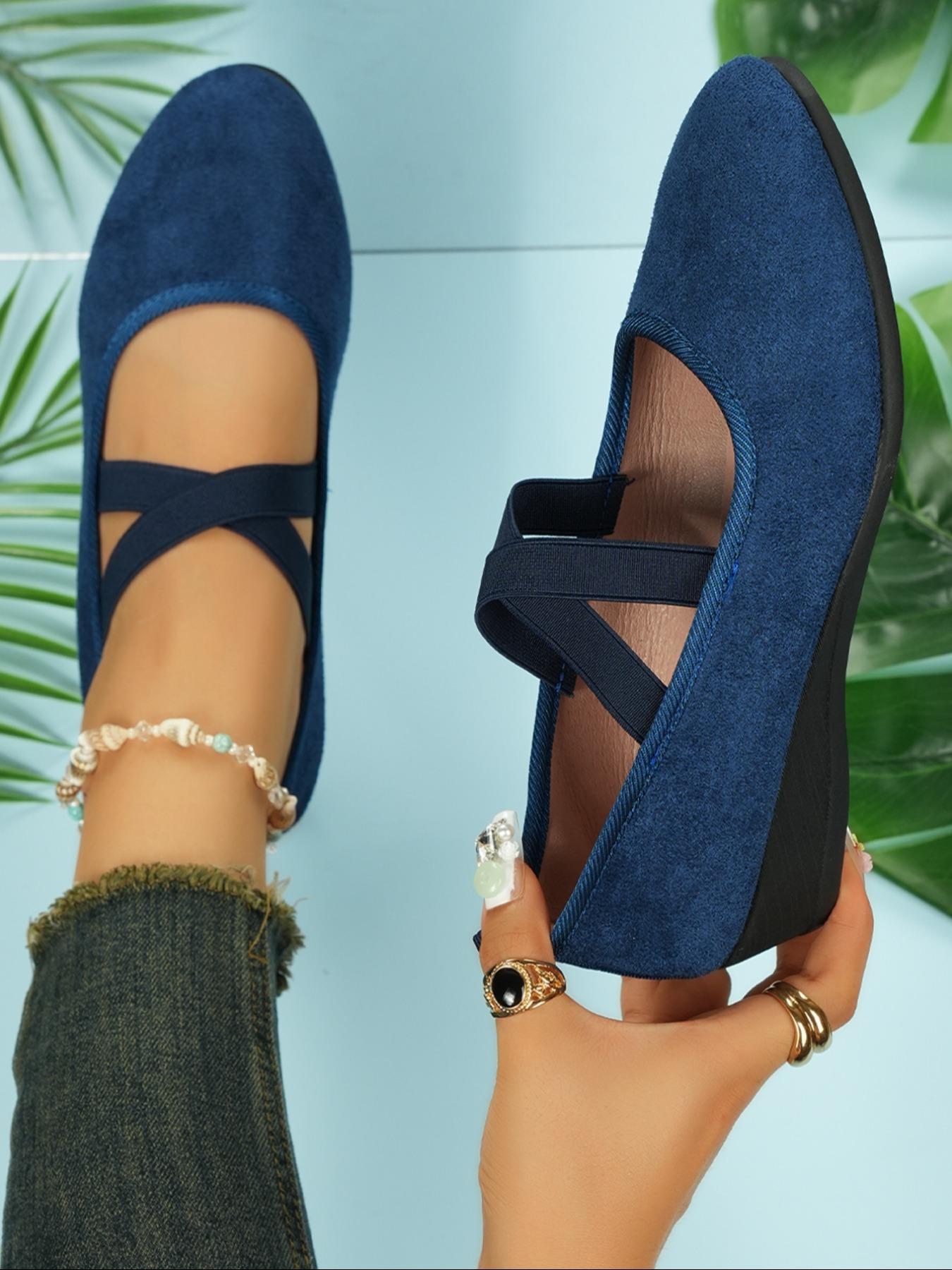 Soft Wedge Shoes for Women, Stylish Fashion Closed-Toe Design in Faux Suede, Comfort Style for Day or Night Wear