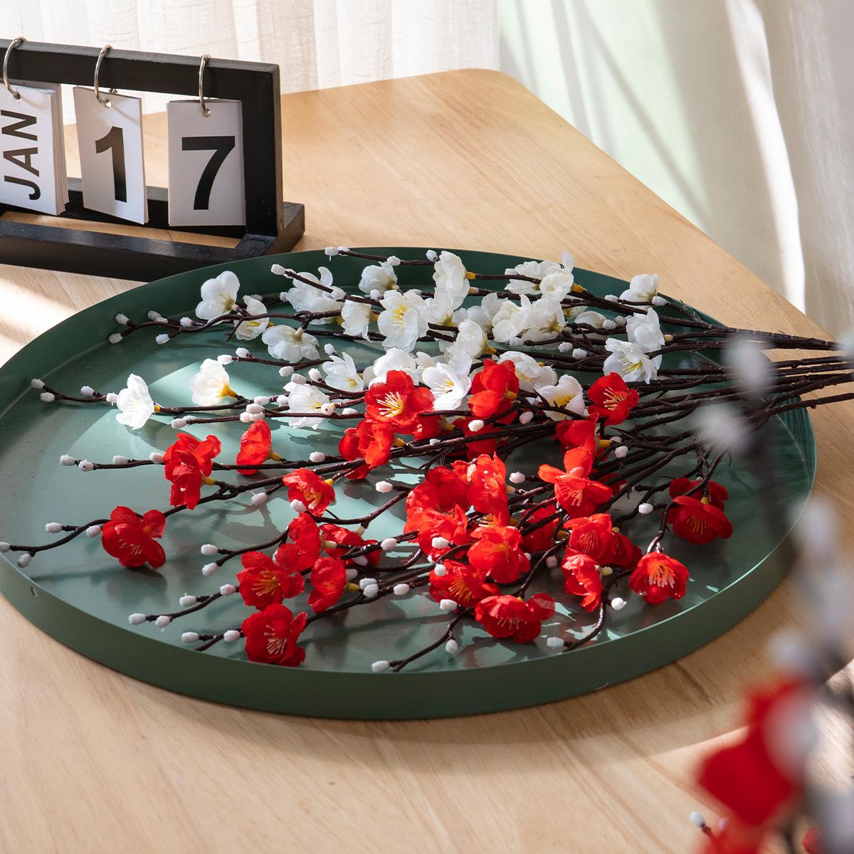 Chinese-style artificial plum blossom, faux flower, winter plum, peach blossom branches, wedding home desktop decoration, floral arrangement, dried flower bouquet