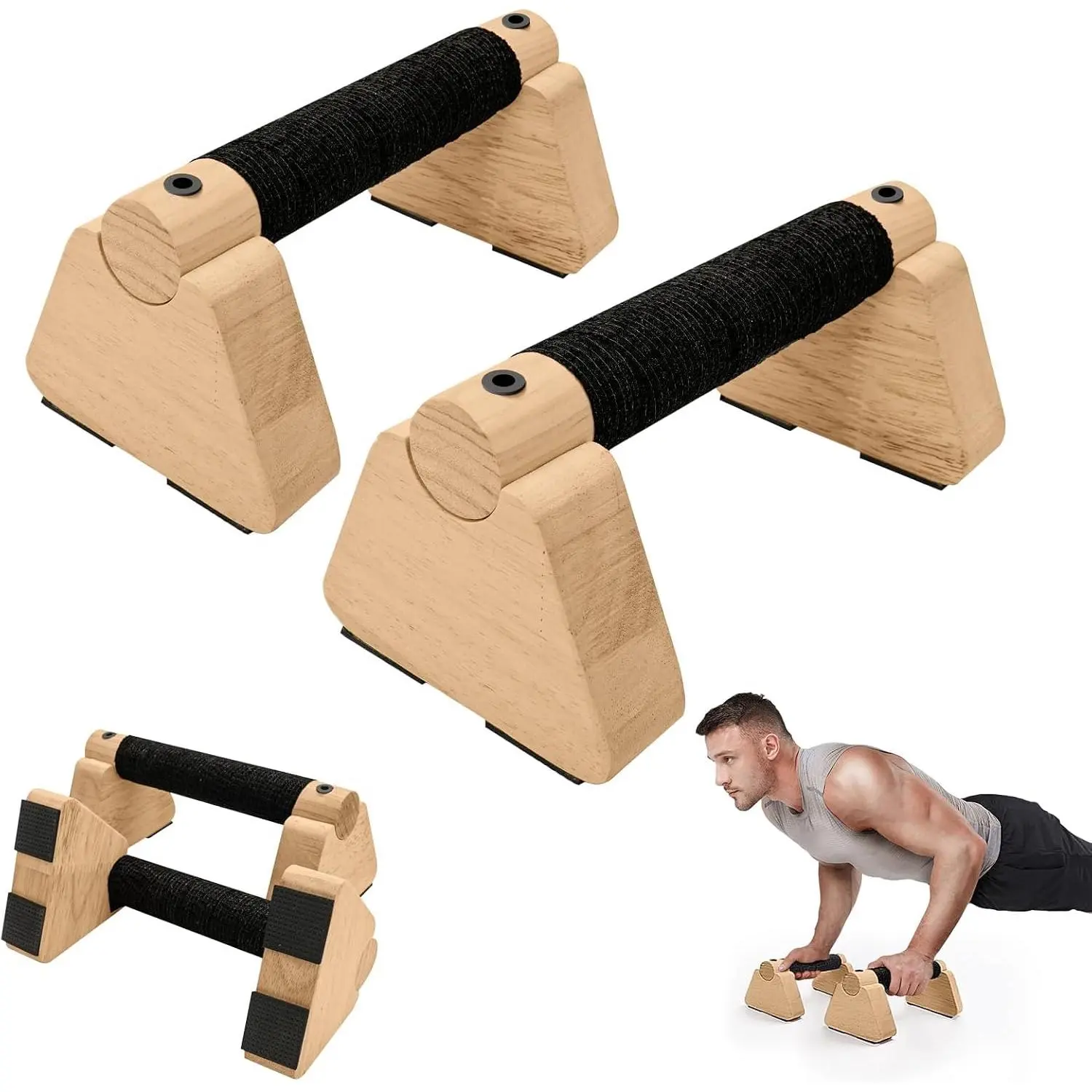 Parallettes Bars - Wooden Calisthenics Equipment for Handstand Training, Push Up Bars & Calisthenics Bar - Handstand Blocks and Pushup Handles for Men