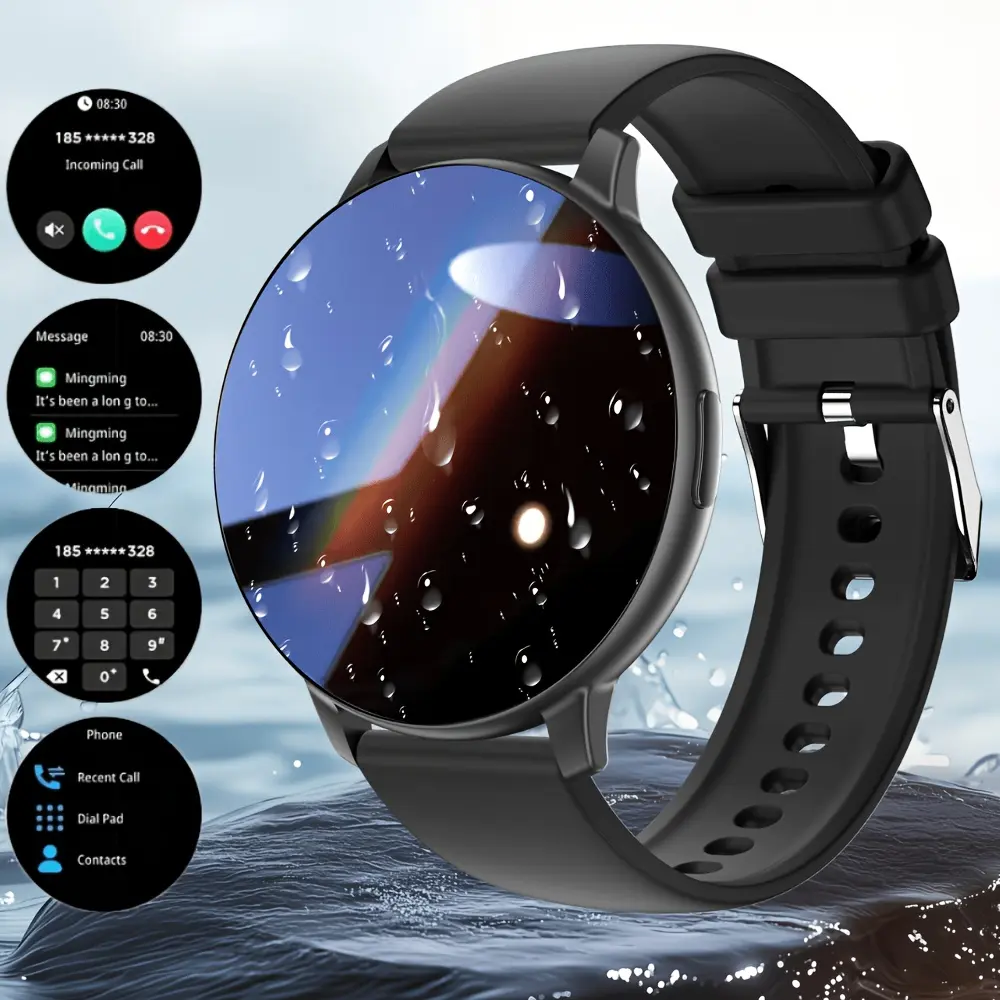 New Smart Watch, IP68 | Unisex | Valentine's Day Gift - Wireless Call/SMS/Multiple Sports Modes/Remote Camera Control/Fitness Tracker, Compatible with iPhone and Android, Silicone Strap, Clear Screen