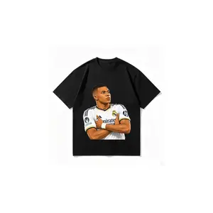 100% Cotton Neymar Kylian Mbappé Cartoon Print T-Shirt – Vintage Washed Oversized Basketball Streetwear Shirt – High-Quality Thick Soccer Fan Merchandise – Unisex Sportswear/Gift/Best Gift for Dad/Largest Size 5XL/Customizable