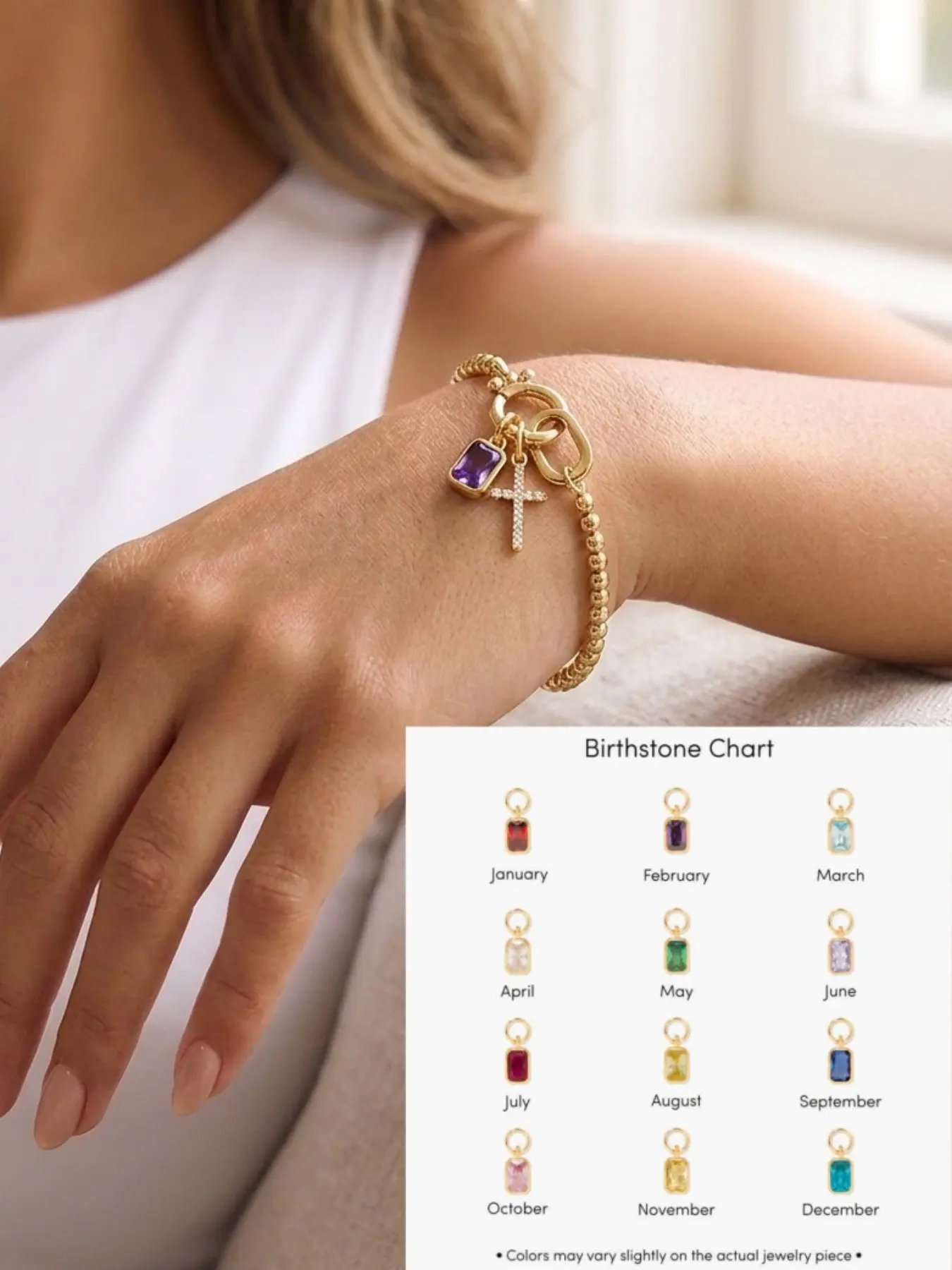 Ins Style Stainless Steel Beaded Bracelet, Heart Love Knot Custom Chinese Zodiac Birthstone Charm, Gold Plated Stretch Steel Ball Bangle, Personalized Couple Birthday Matching Hand Jewelry For Women, Beaded Friendship Jewelry