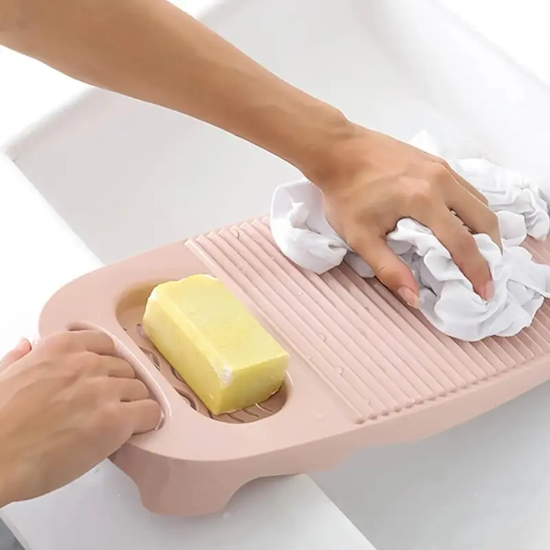Wash Board, Washboard for Hand Washing Clothes, Plastics Laundry Scrub Board Household With Holder Portable (A-light )