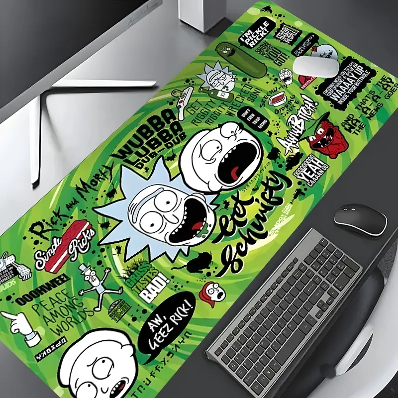 Rick Mort Pattern Desk Mat, Large Gaming Mouse Pad, Aesthetic Desktop Protection Pad, Non-Slip Home Office Work Mat, Suitable for Laptop & Desktop Computer Games, Desktop Accessory, Office Desk Accessories