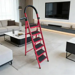 1PCS Heavy-Duty Multi-Step Folding Ladder, 3/4/5 Steps Optional, Durable Plastic Material for Sturdiness, Non-Slip Pedals for Safety, Lightweight & Portable, Multi-Purpose for Home Cleaning/Bulb Replacement & Industrial Warehouse Picking