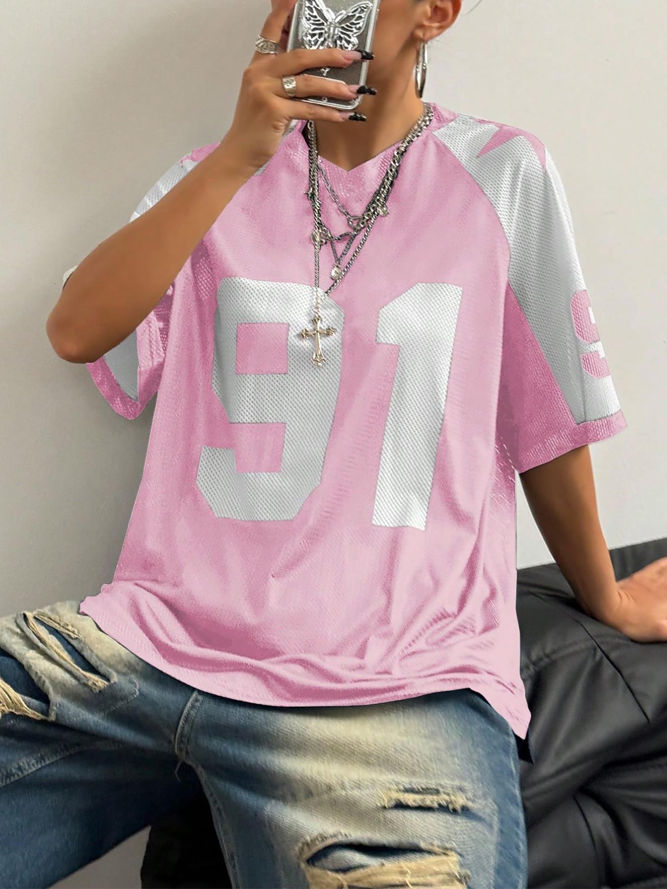 Women's Number Print Tee, Casual Loose Half  Sleeve T-shirt for Summer, Ladies Clothes for Daily Wear, Top