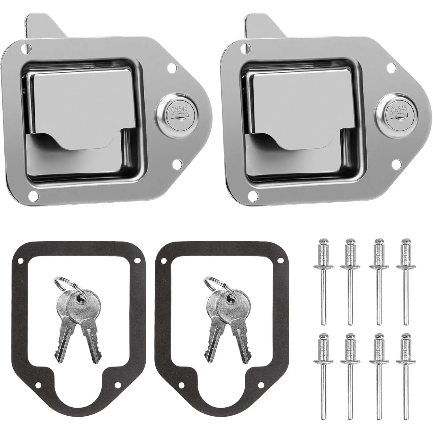 2-Pack Truck Tool Box Latch - 304 Rust-Proof Steel Paddle Lock Handle, Secure Closure for Trucks, RVs/Trailers, includes keys, fits UTV/ATV Boxes