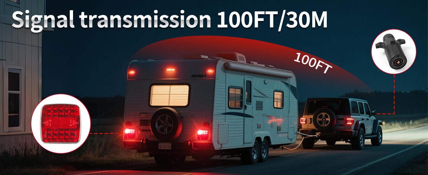 THE WELL KEPT Wireless Trailer Lights Magnetic, upgrade Rechargeable Wireless Trailer Tow Lights LED Kit, IP65 Waterproof, 10-Hour Battery Life, 100 FT Signal Synchronization for Towing Truck Camper RV Boat