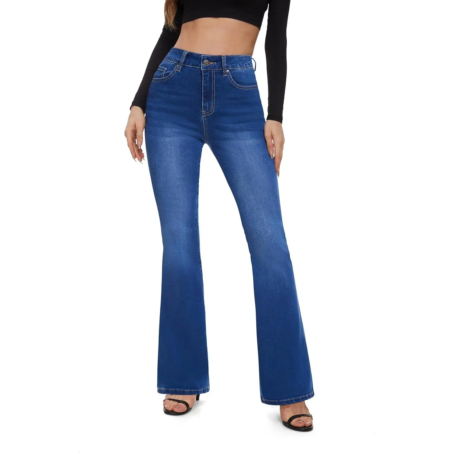 FLYING BANANA Women's High Waisted Butt Lifting Stretch Bootcut Jeans