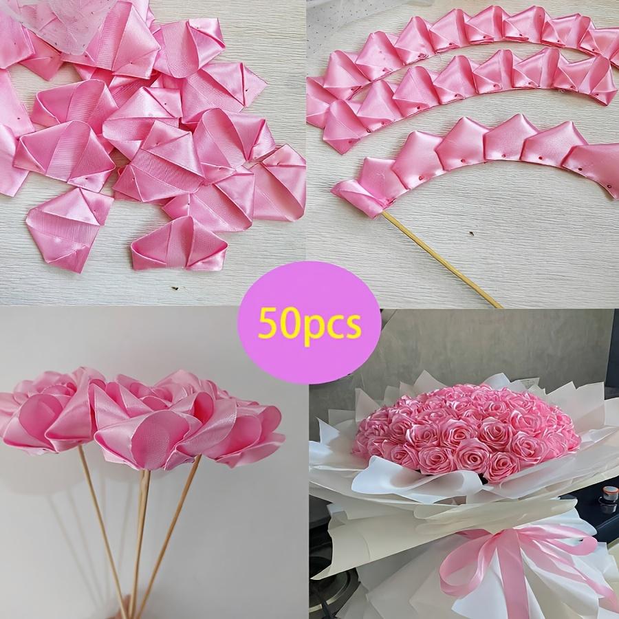 Handcrafted Ribbon Rose Petals – DIY "Eternal Rose" Petals (Set of 100). Handmade, Semi-Finished Ribbon Petals (Randomly Selected: Two Different Techniques-Die-Cut or Hot-Stamped). A Perfect Gift for Mother's Day.