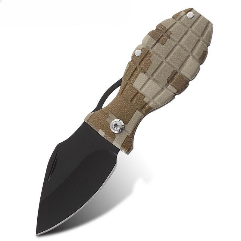 Creative Hand Grenade Shaped Knife, Outdoor Folding High Hardness Stainless Steel Camping Non-Slip Portable Fruit Knife Survival Gift