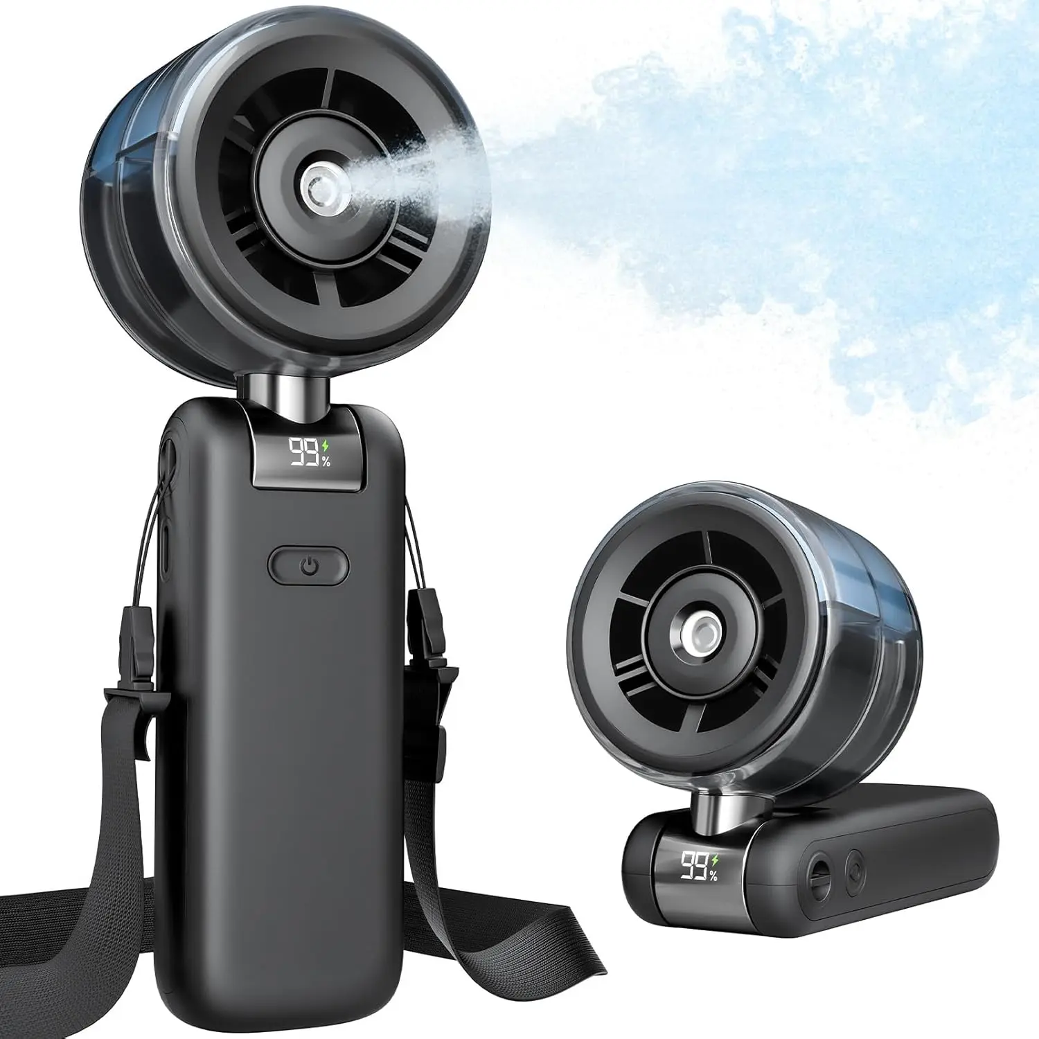Portable Handheld Misting Fan, Rechargeable Mini Cooling Fan with Cool Mist Spray, 4000mAh Battery, 5 Speeds Foldable Personal Fan for Summer Travel, Beach, Camping & Outdoor Use