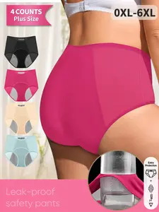 4-Pack Morelect High-Waist Period Underwear, Breathable Mesh, Absorbent Leak-Proof, Sizes 0xl-6xl, for All-Day Wear