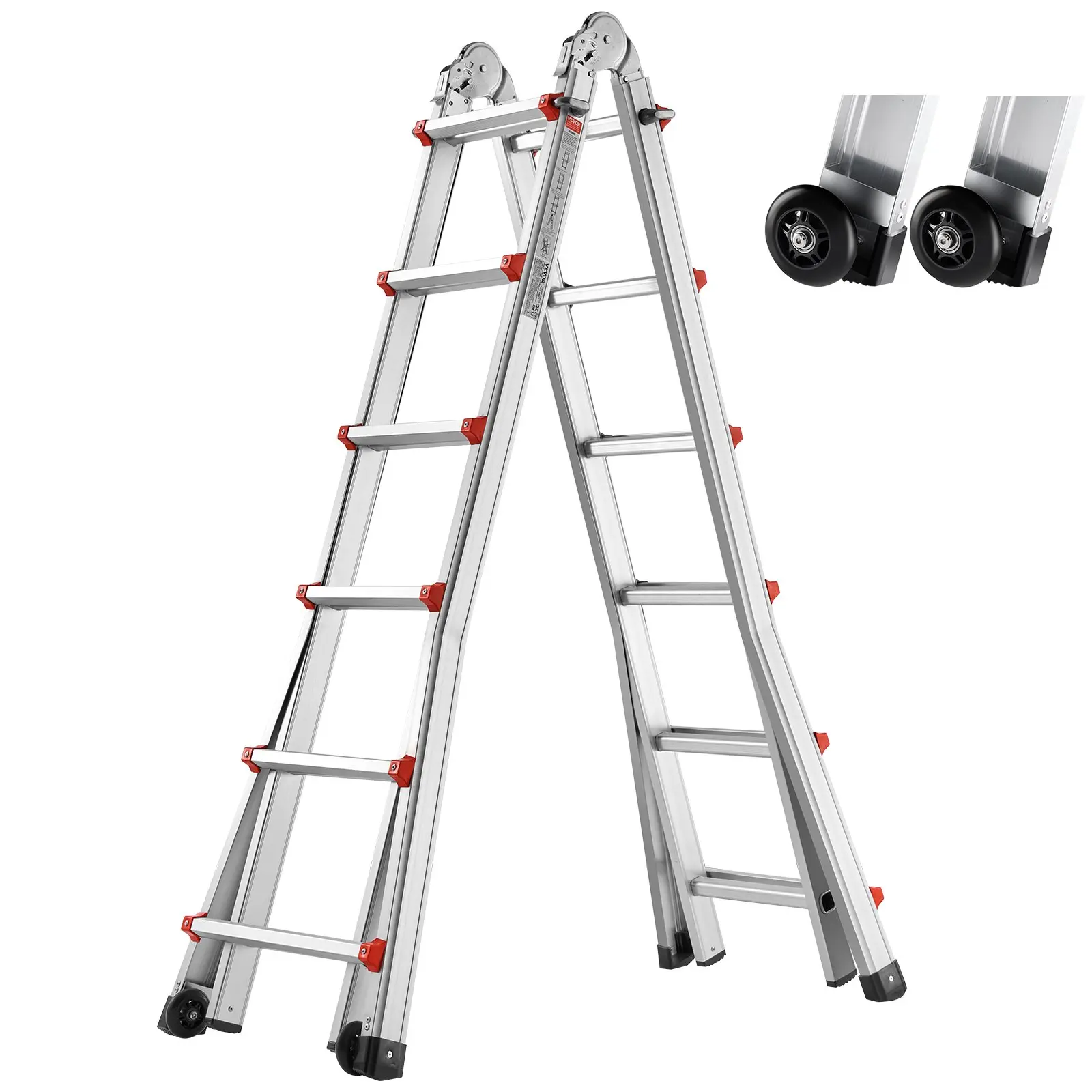 【DealsForYouDays】VEVOR Telescoping Ladder A Frame, 20.5 FT Compact Aluminum Extension Ladder, Multi-Function Portable Collapsible RV Ladder, Telescopic Ladder for Homework Stairs Indoor Outdoor Roof, 330lb Load