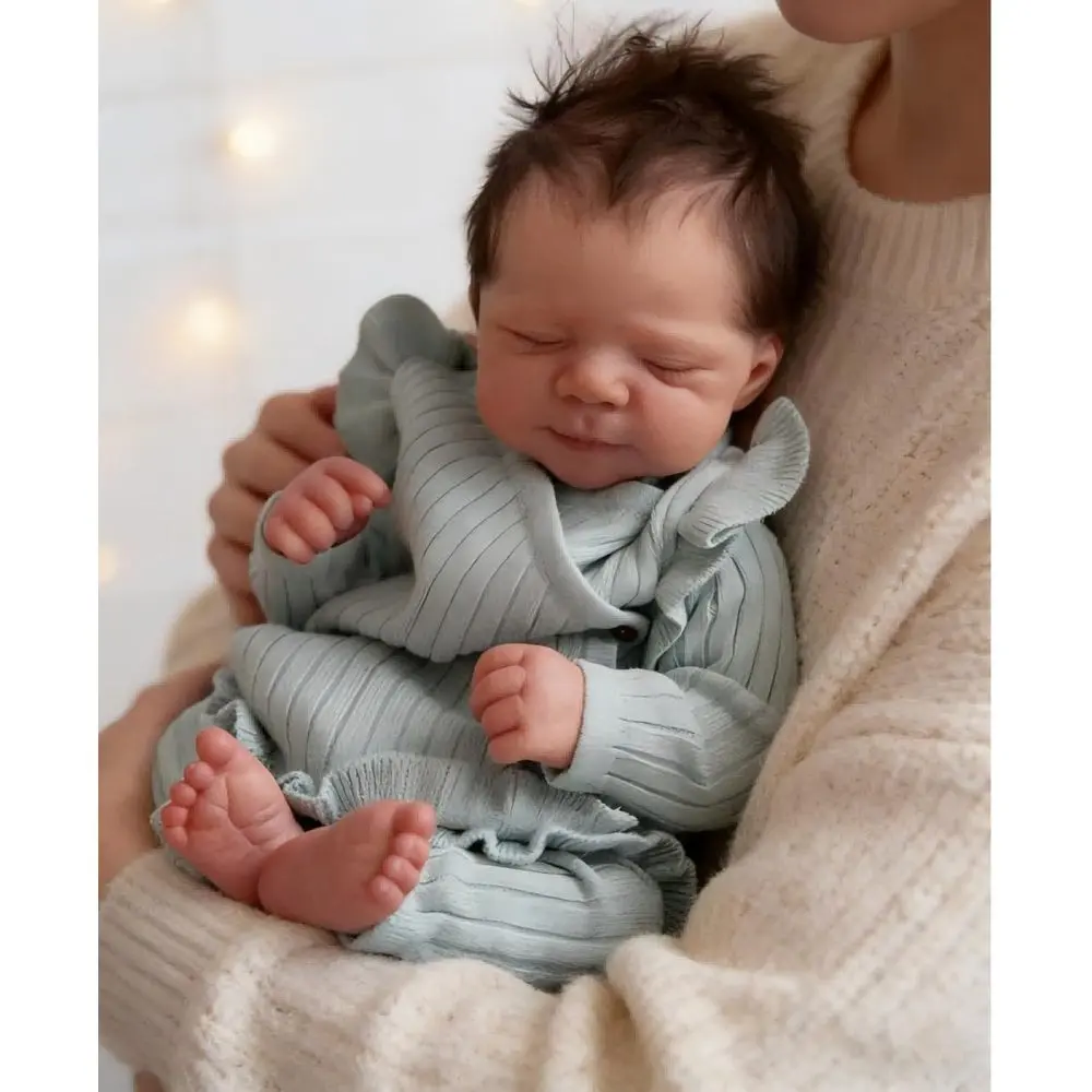 Lifelike Reborn Baby Dolls Boy 18 Inch Realistic Newborn Girl Eyes Closed, Newborn Baby Doll with Soft Cloth Body Real Life Babies Dolls with Hair Reborn Toddler Doll for Kids
