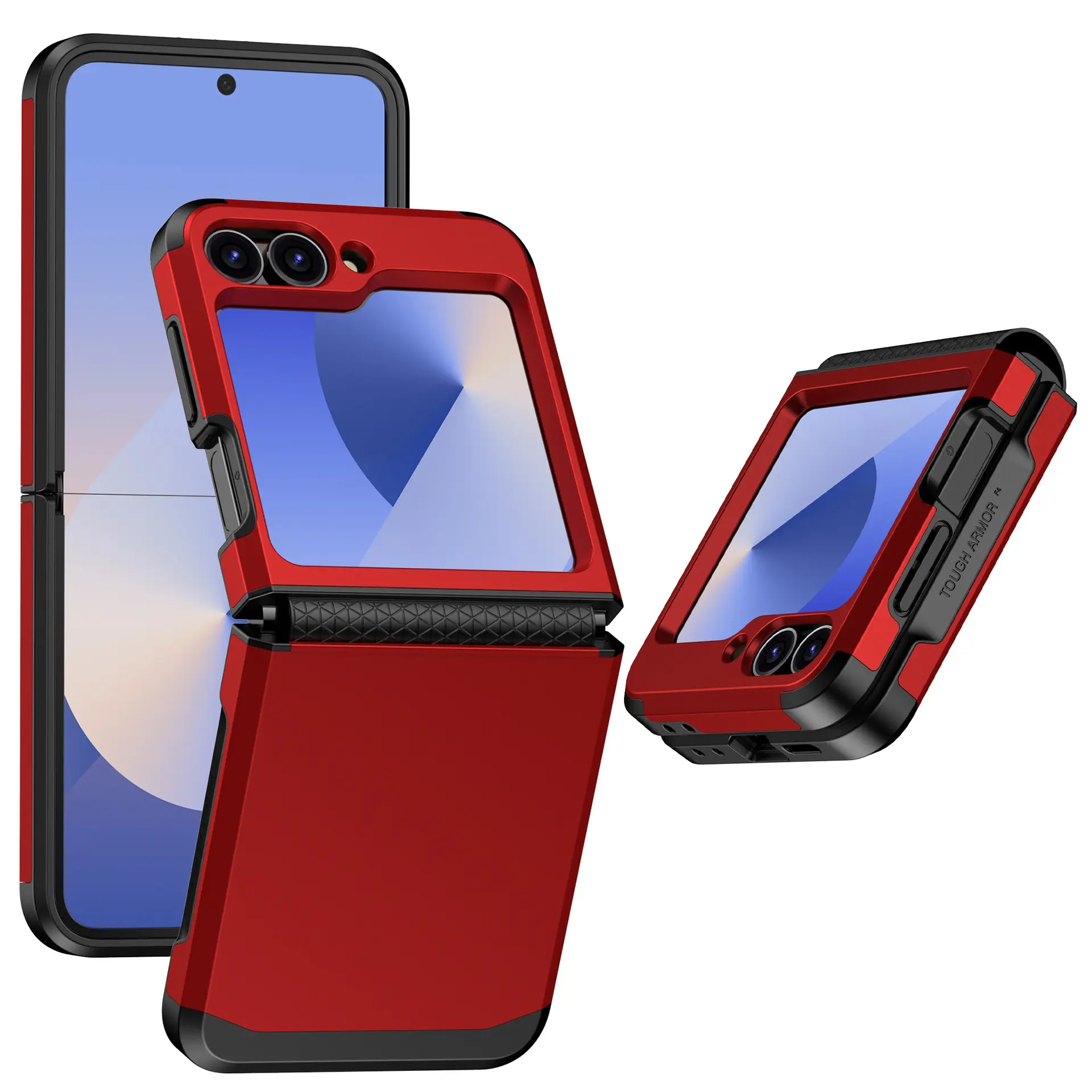 Compatible with Z Flip 6, 5, 4,3,Solid Color 2 In 1 Armor Shockproof Protective Phone Case HNZ0687