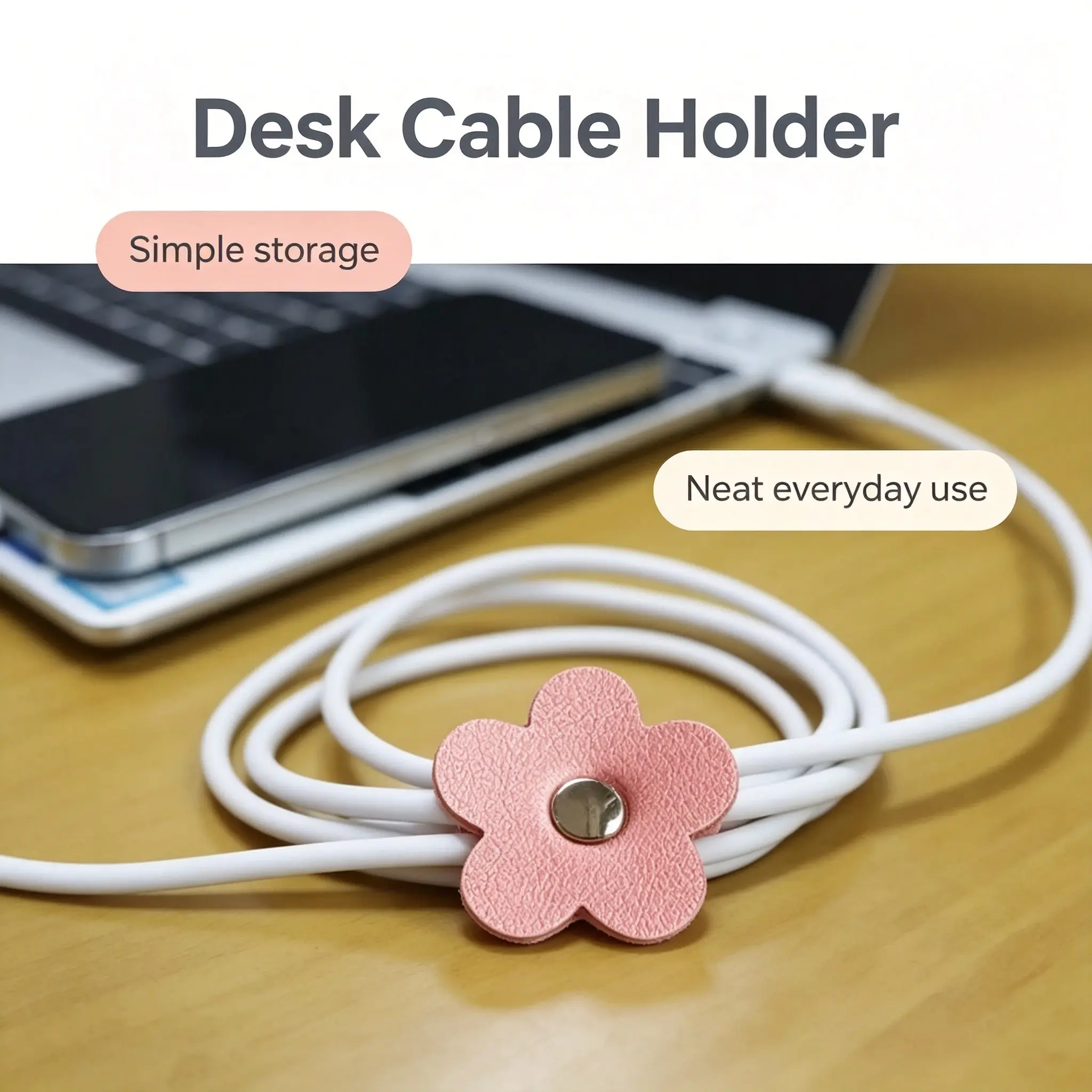 Flower Shaped Cable Organizer, Cute Cord Winder For Earphones And Headphones, Portable Desk Storage Accessory, Neat Wire Management Tool For Home, Office Desktop Cable Tidying
