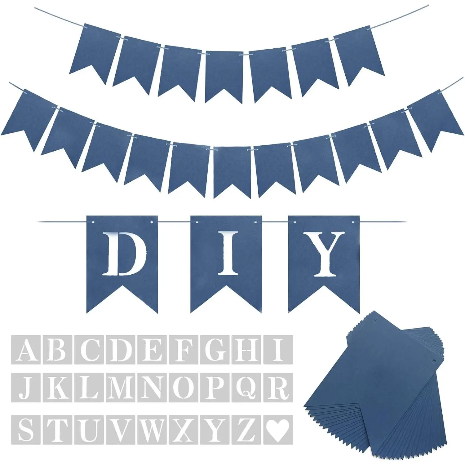 Blue Banner Kit, Custom Phrase Banner, Customize Your Party Banner Signs, Handwriting Banners Party Supplies  Decor With Letters A to Z Stencil