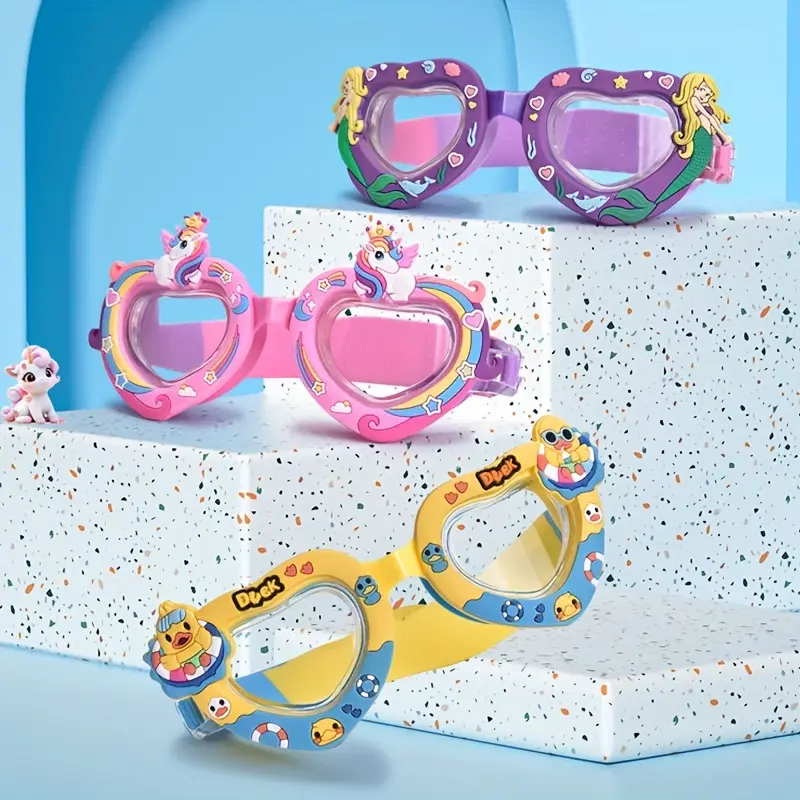 Heart-Shaped Silicone Goggles Mermaid Unicorn Cartoon Kids Waterproof Goggle Anti-Fog