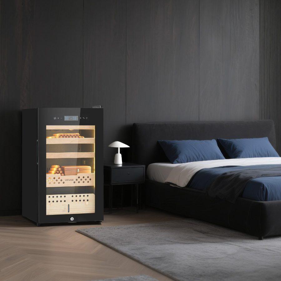 VEVOR Electric Humidor, 70L, 400 Counts Electric Cigar Humidor Cabinet with Compressor Cooling, Constant Humidity Temperature Control, Spanish Cedar Wood Shelves Drawers, 4 Layers, for Household